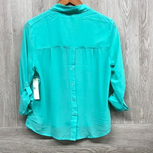 Semi Sheer Mint Double Pocket Polyester Top BB985 - Picture 2 of 7